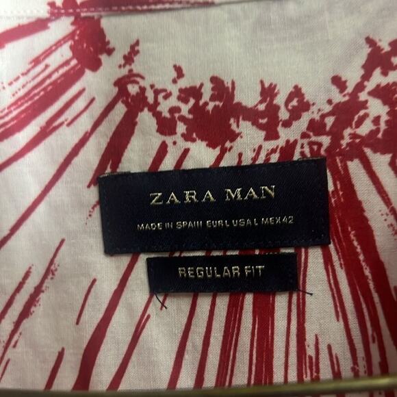ZARA MAN FLORAL REGULAR FIT BUTTON DOWN‎ SHIRT SIZE L - Picture 2 of 6